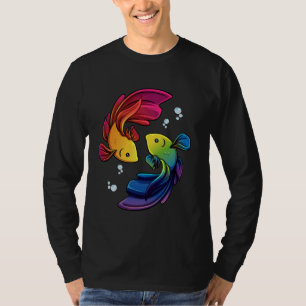 Camiseta Betta Fish Shirt Rainbow Betta Siamese Lutando Fi