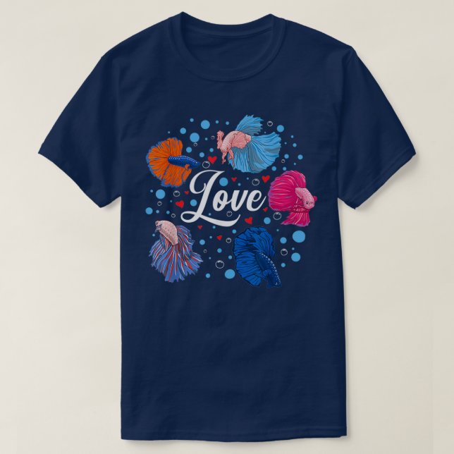 Camiseta Betta Love Fish Lover Pet Mamãe Siamese Lutando (Frente do Design)