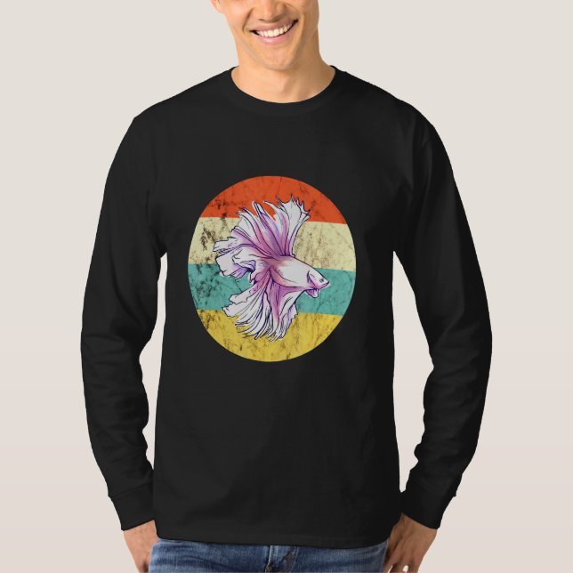 Camiseta Betta Splendens Fish Siamês Fighting Fish Retro S (Frente)