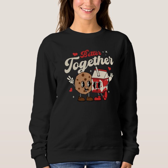 Camiseta Better Together Cookie Milk Groovy Retro Valentine (Frente)