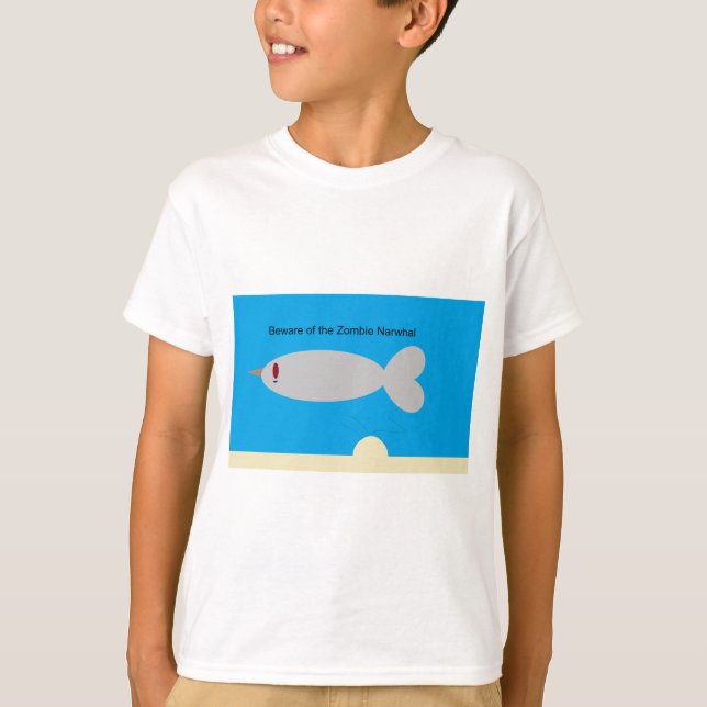 Camiseta Beware do zombi Narwhal (Frente)