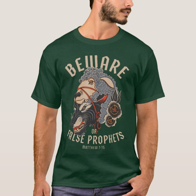 Camiseta Beware False Prophets Christian Sheep Wolf gift fr (Frente)