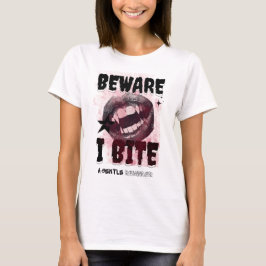 Camiseta BEWARE I BITE - Grunge Vampire Aesthetic Y2K Goth 