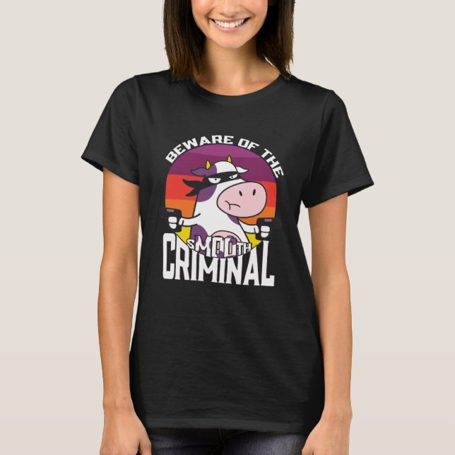 Camiseta Beware of the sMOOth criminal  cow  for kids (Frente)