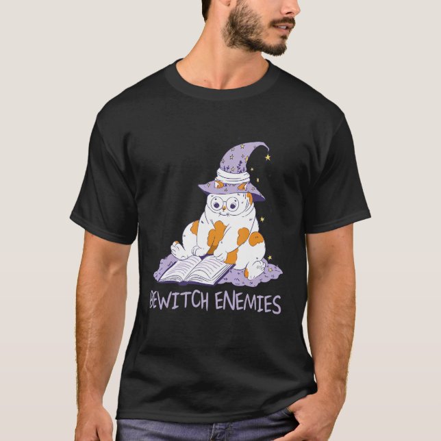 Camiseta Bewitch Enemies  Magic Cat Witch Saying Witchcraft (Frente)