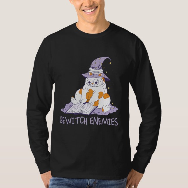 Camiseta Bewitch Enemies  Magic Cat Witch Saying Witchcraft (Frente)