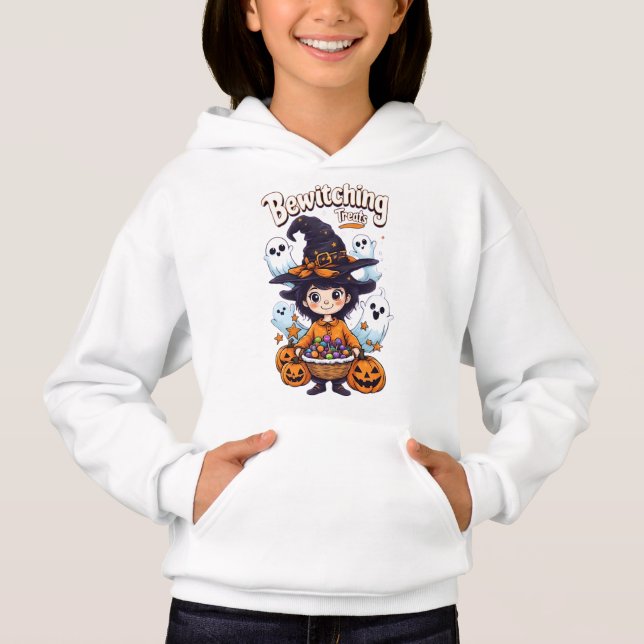 Camiseta Bewitching Treats:Um Doce e Doido Halloween (Frente)