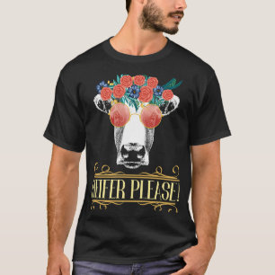 Camiseta Bezerra Floral de Vaca Por Favor Para Animal de Fa