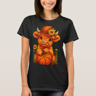 Camiseta Bezerro de basquete fofo de vaca das Terras Altas