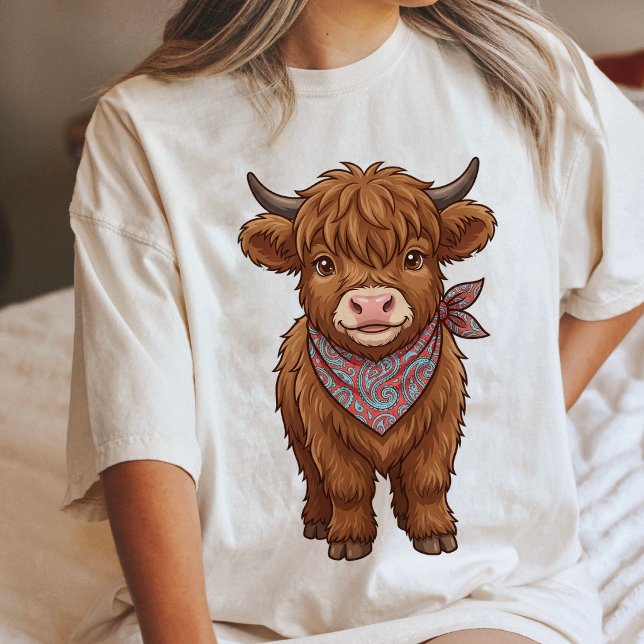 Camiseta Bezerro Fofo de Vaca das Terras Altas com Arte de  (Criador carregado)