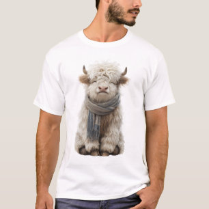 Camiseta Bezerro Fofo de Vaca das Terras Altas usando um Ca