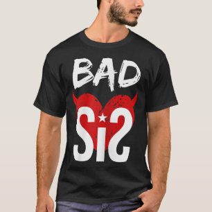 Camiseta Bff Big Sis Mau Irmã Más Irmãs Heart Moti