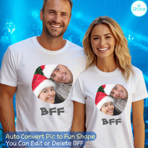 Camiseta BFF Crie Seu Próprio Texto Personalizado de Fotogr