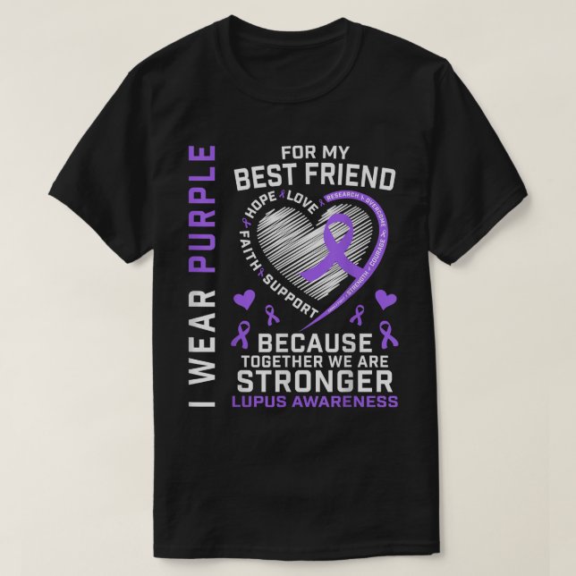 Camiseta BFF Eu Visto Roxo Para Meu Melhor Amigo Lupus Awar (Frente do Design)