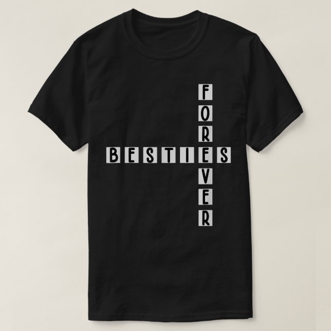 Camiseta BFF Puzzle & Crossword Fun Besties Forever  (Frente do Design)
