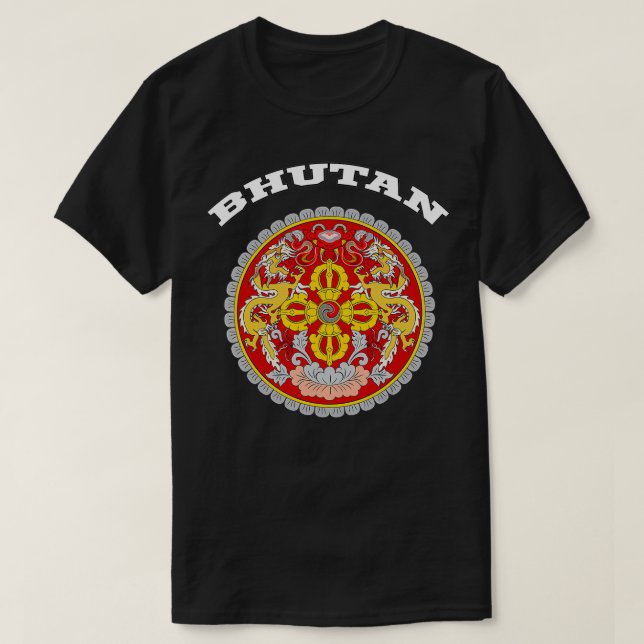 Camiseta Bhutan Coat of Arms Souvenir Gift Flag Bhutanese  (Frente do Design)
