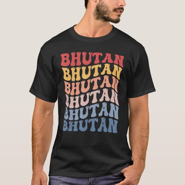 Camiseta Bhutan Groovy Retro Bhutanese (Frente)