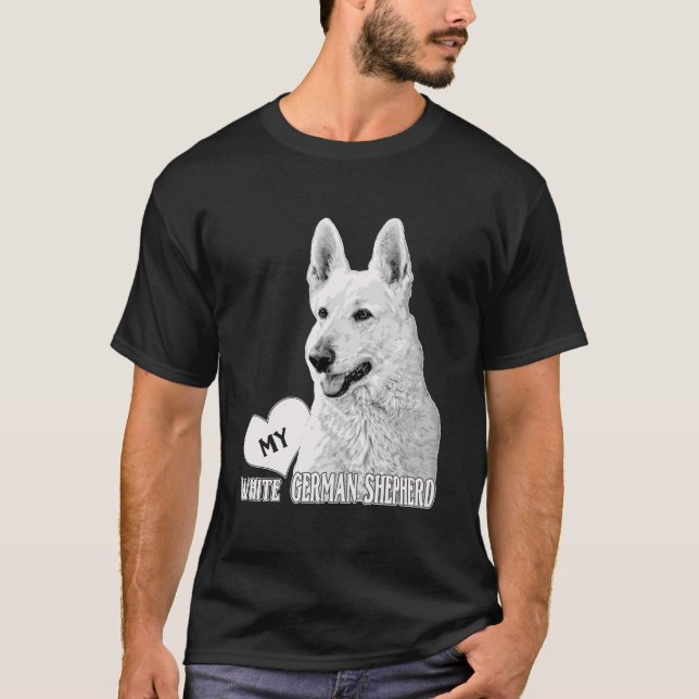 Camiseta Bhymer Ama Meu German shepherd Branco (Frente)