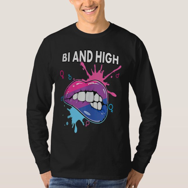 Camiseta Bi And High Bisexual Rainbow Pride March Bisexuali (Frente)