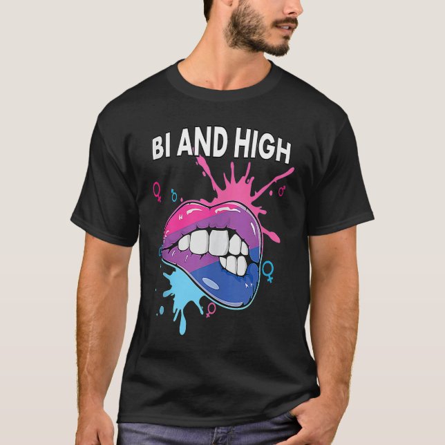 Camiseta Bi And High Bisexual Rainbow Pride March Bisexuali (Frente)