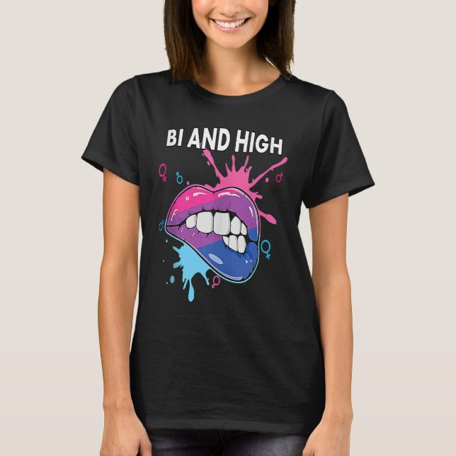 Camiseta Bi And High Bisexual Rainbow Pride March Bisexuali (Frente)
