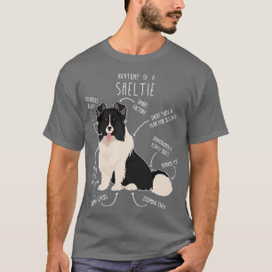 Camiseta Bi Black Sheltie Shetland Sheepdog Anatomia