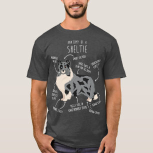 Camiseta Bi Blue Sheltie Shetland Sheepdog Anatomia