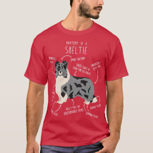 Camiseta Bi Blue Sheltie Shetland Sheepdog Anatomia