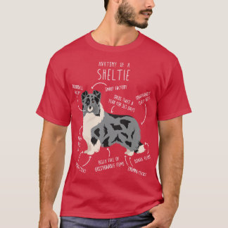 Camiseta Bi Blue Sheltie Shetland Sheepdog Anatomia