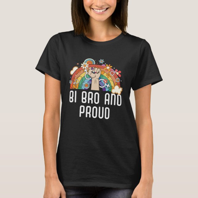 Camiseta Bi Bro And Proud Bisexual Rainbow Pride Bisexualit (Frente)