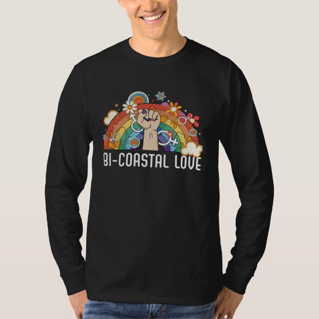 Camiseta Bi Coastal Love Bisexual Rainbow Pride Bisexuality (Frente)