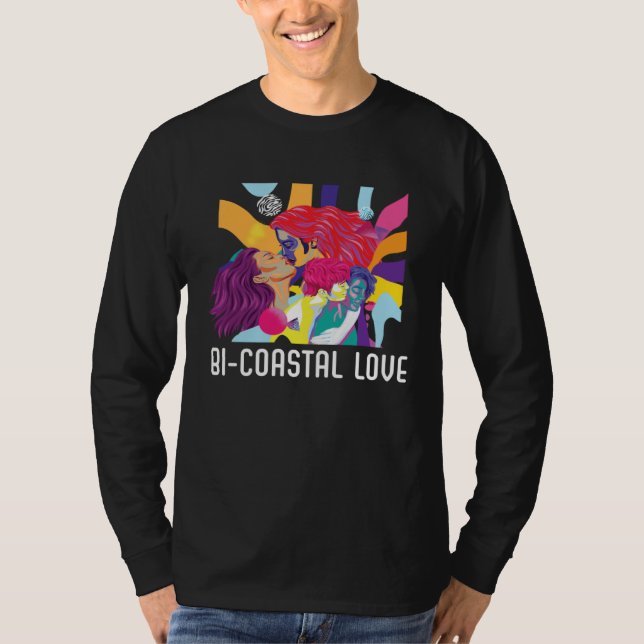 Camiseta Bi Coastal Love Bisexual Rainbow Pride Bisexuality (Frente)