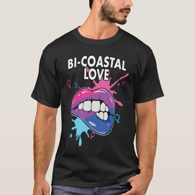 Camiseta Bi Coastal Love Bisexual Rainbow Pride Bisexuality (Frente)