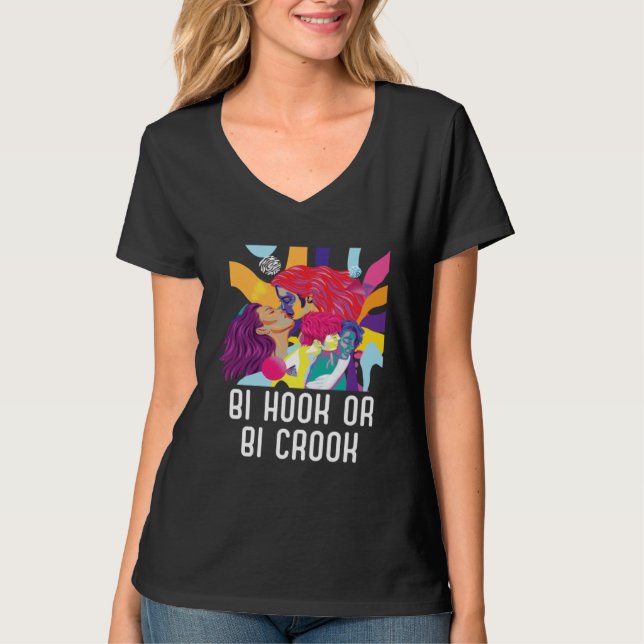 Camiseta Bi Hook Or Bi Crook Bisexual Rainbow Pride Bisexua (Frente)