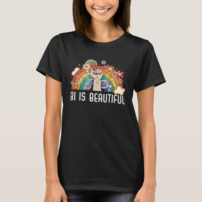 Camiseta Bi Is Beautiful Bisexual Rainbow Pride Bisexuality (Frente)
