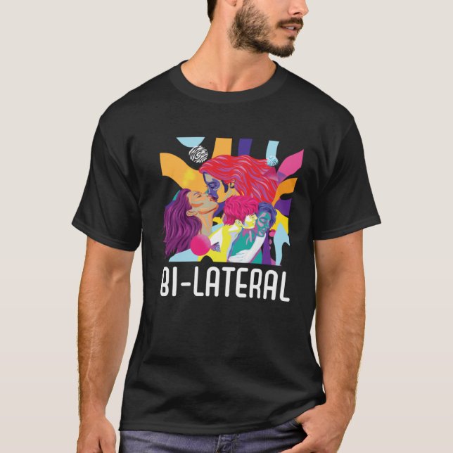 Camiseta Bi Lateral Bisexual Rainbow Pride Bisexuality LGBT (Frente)