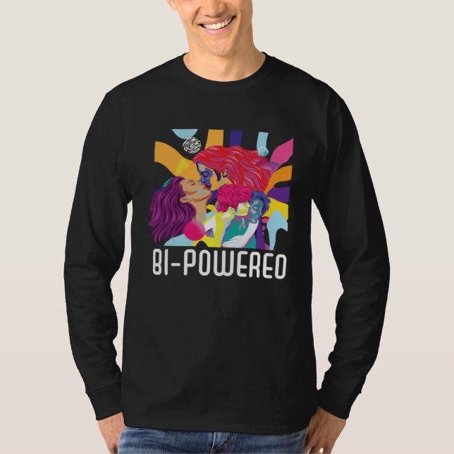 Camiseta Bi Powered Bisexual Rainbow Pride March Bisexualit (Frente)
