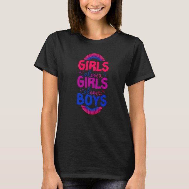 Camiseta Bi Pride Bandeiras Bissexuais Meninas Adoram Menin (Frente)
