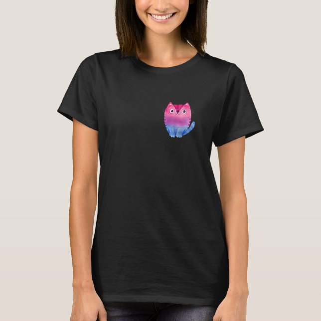 Camiseta Bi Pride Cat Lgbtq Bisexual Flag Support Month (Frente)