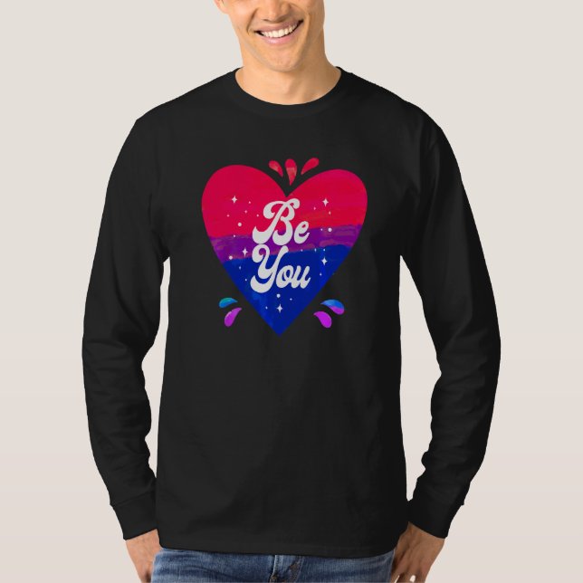 Camiseta Bi Pride Flag Bisexual Heart Be You (Frente)