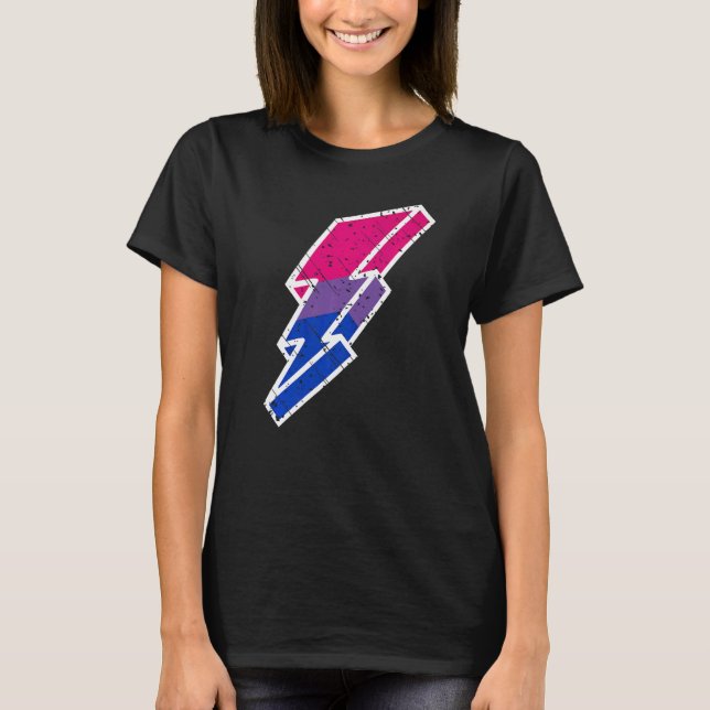 Camiseta Bi Pride Lightning Bolt Cute Lgbtq Parade Subtle P (Frente)