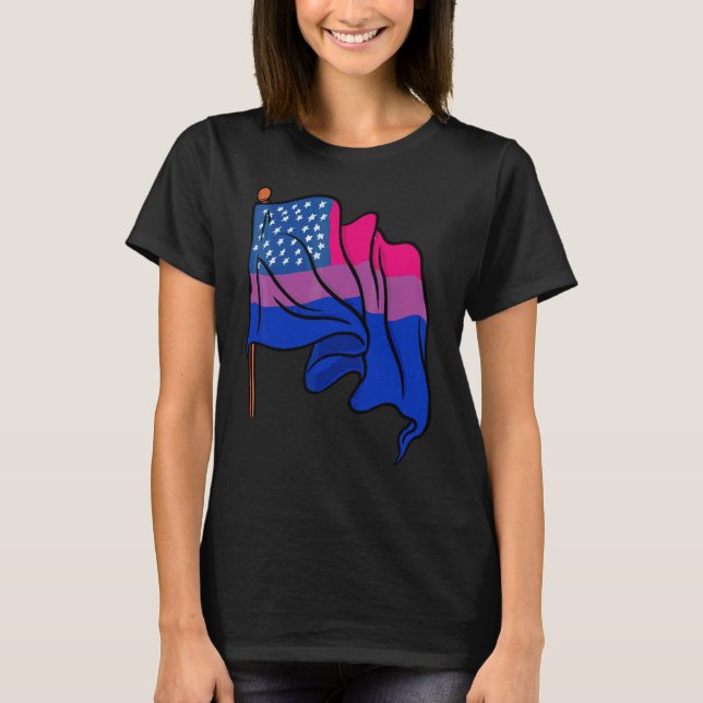 Camiseta Bi Pride Mês dos Estados Unidos Bandeira Bissexual (Frente)