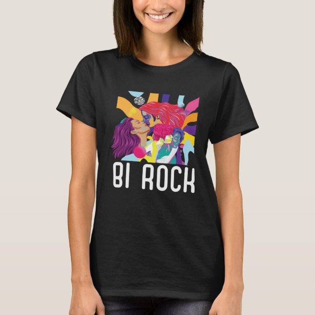 Camiseta Bi Rock Bisexual Rainbow Pride March Bisexuality L (Frente)