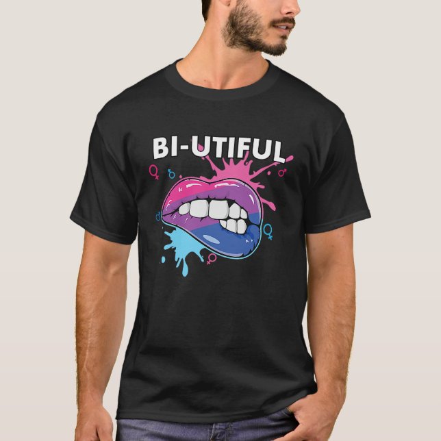 Camiseta Bi Utiful Bisexual Rainbow Pride Bisexuality LGBTQ (Frente)