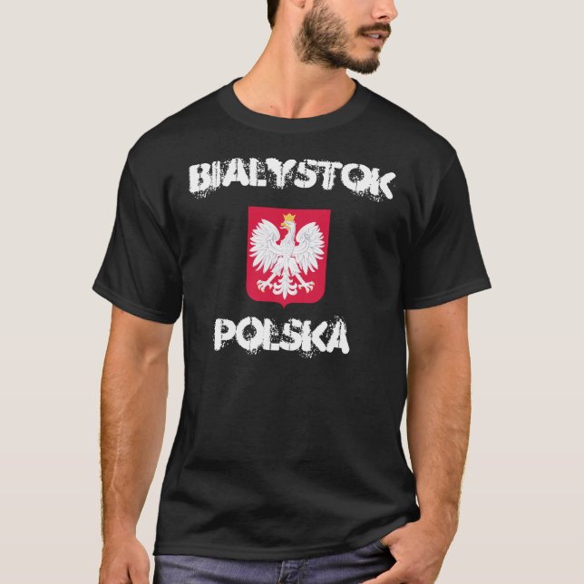 Camiseta Bialystok, Polska, Polônia com brasão (Frente)