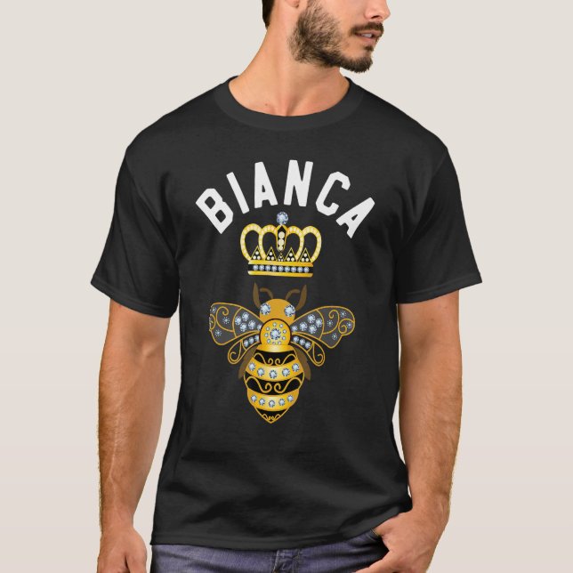 Camiseta Bianca Bianca Birthday Oferece Rainha Coroa Abelha (Frente)