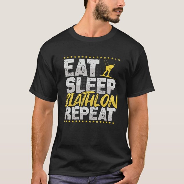 Camiseta Biathlon Eat Sleep Repeat Ski Hobby Biathlon (Frente)