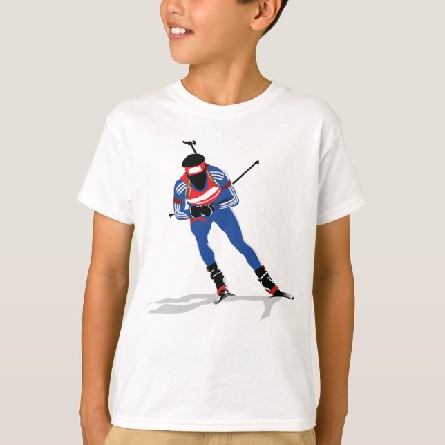 Camiseta Biathlon Skier Winter Sports Athlett em ação (Frente)