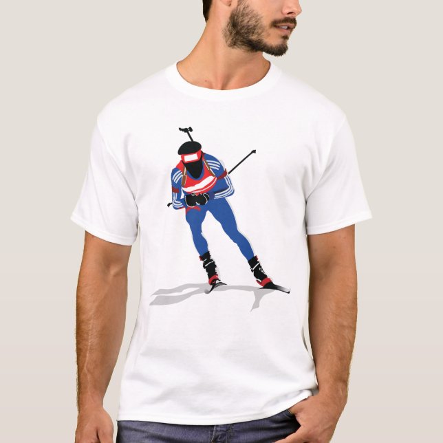 Camiseta Biathlon Skier Winter Sports Athlett em ação (Frente)