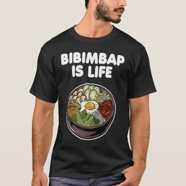 Camiseta Bibimbap é Vida Comida Coreana Arroz Kimchi Gochuj (Frente)